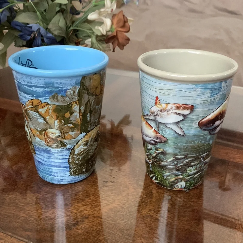 Sea World Embossed Mug Cup Set SeaWorld Souvenir Beverage Drink Ware Embossed